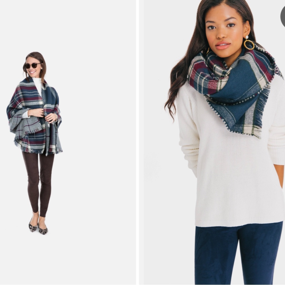 NWT Barbour reversible plad wrap navy/red